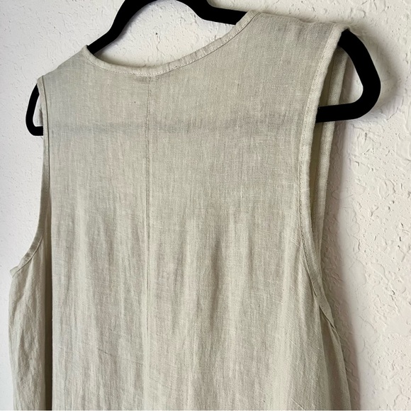 Francesca Bettini Italy Coastal Linen Midi Dress Euro Lagenlook Artsy Flowy Soft - Picture 8 of 11